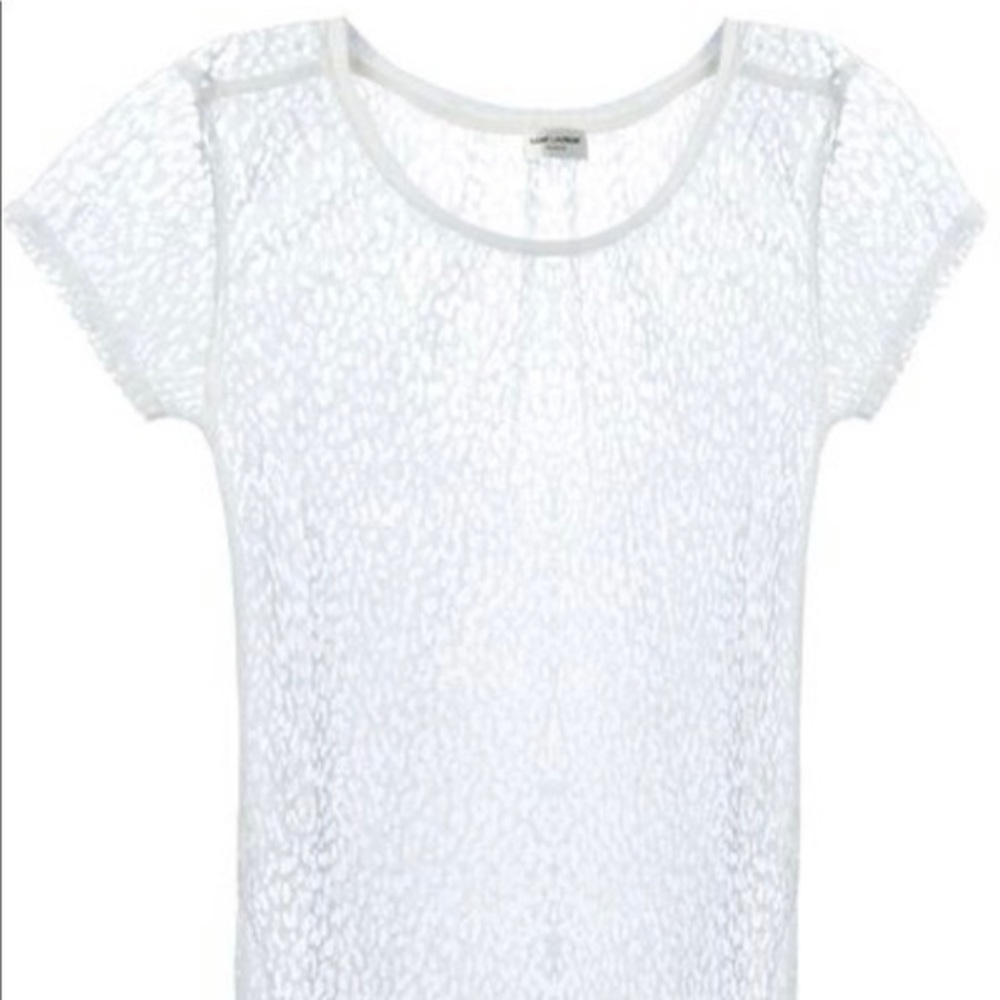 Saint Laurent women’s white sheer tee Size M